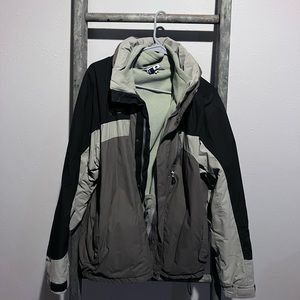 COLUMBIA SPORTSWEAR BUGABOO WINTER JACKET BLACK TAN FLEECE INTERCHANGEABLE LARGE